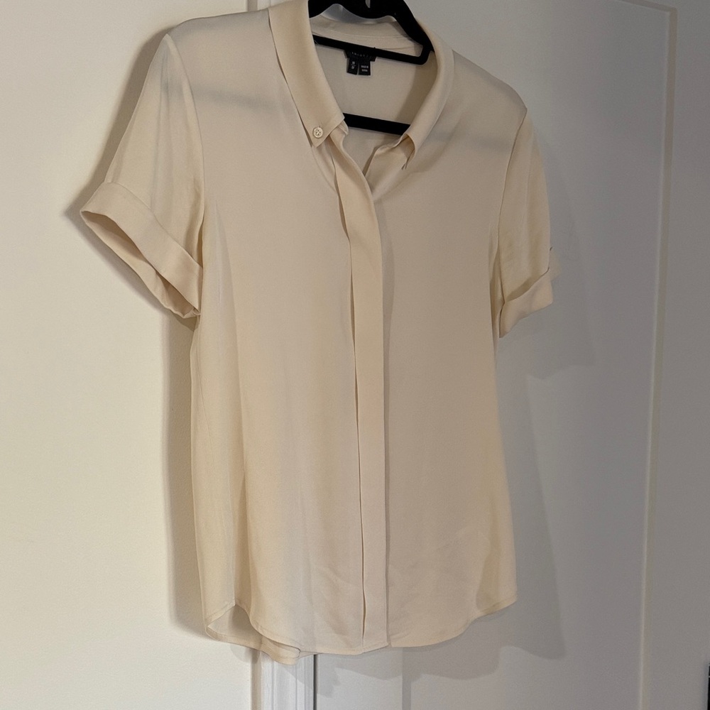 Theory Silk Cream Blouse, size M